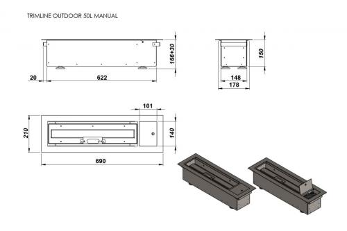 Preview: Outdoor Einbau-Gaskamin 50L von Trimline Fires - manuell